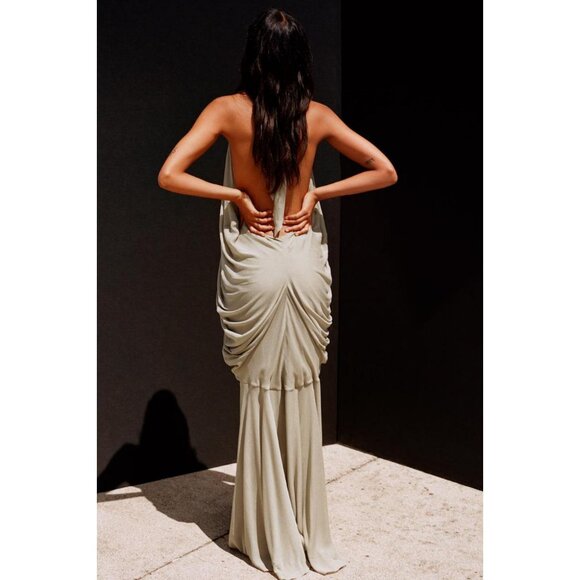 ZARA LIMITED EDITION VOLUMINOUS HALTERNECK MAXI DRESS - Picture 3 of 6